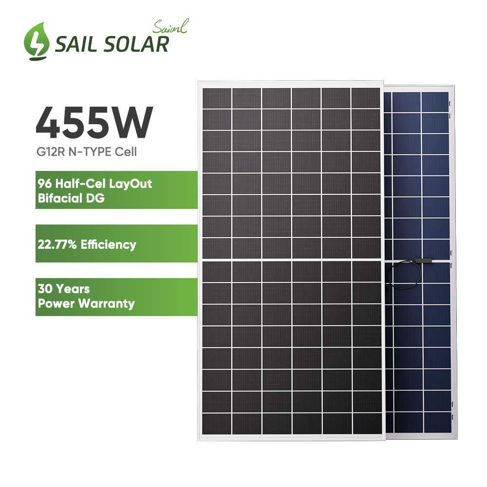 SAIL SOLAR 96 خلية تخطيط لوحة شمسية زجاجية مزدوجة الوجه 435 واط 440 واط 450 واط