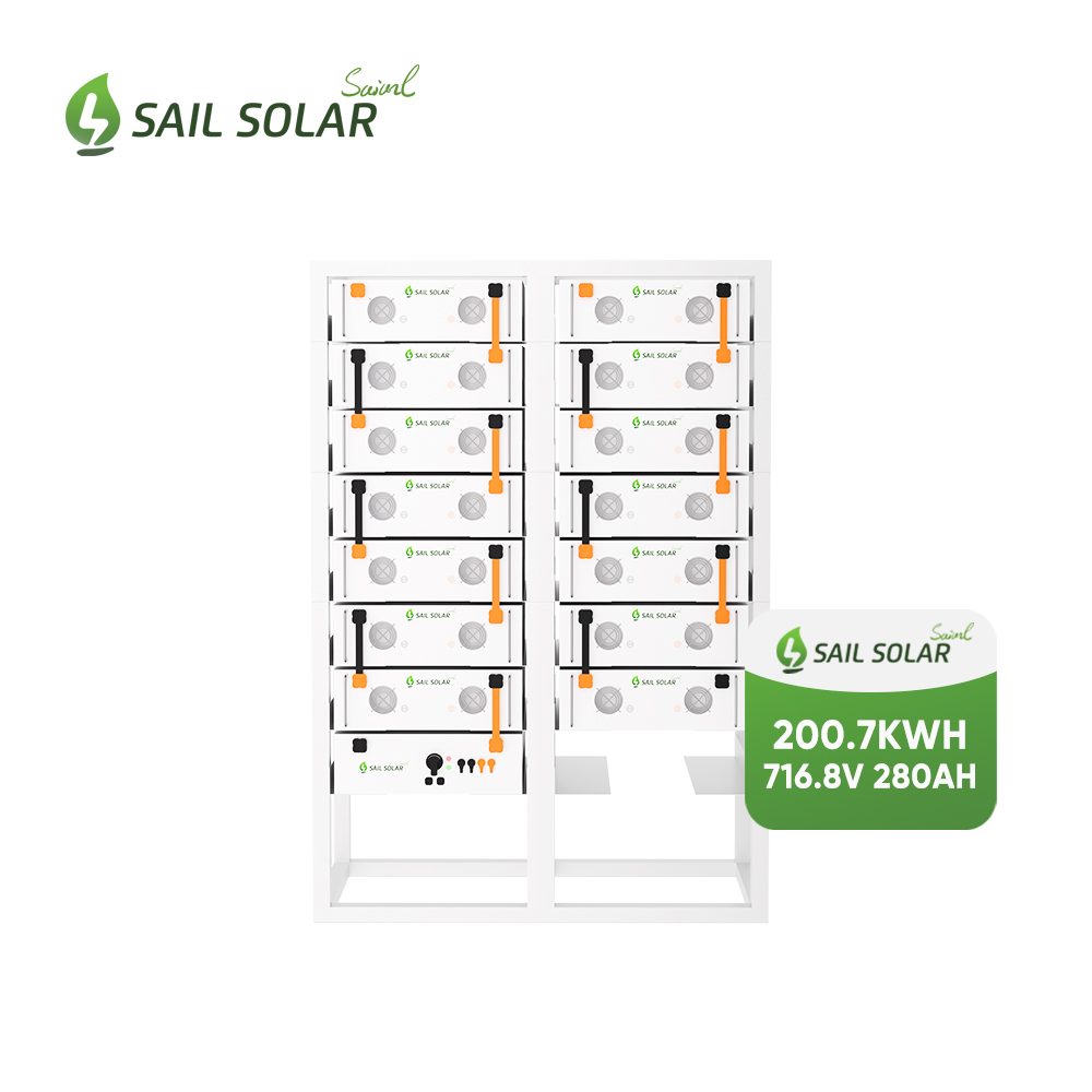 بطارية ليثيوم عالية الجهد SAIL SOLAR 563.2 فولت 716.8 فولت 280 أمبير/ساعة 150 كيلو وات ساعة 200 كيلو وات ساعة لأنظمة تخزين الطاقة التجارية